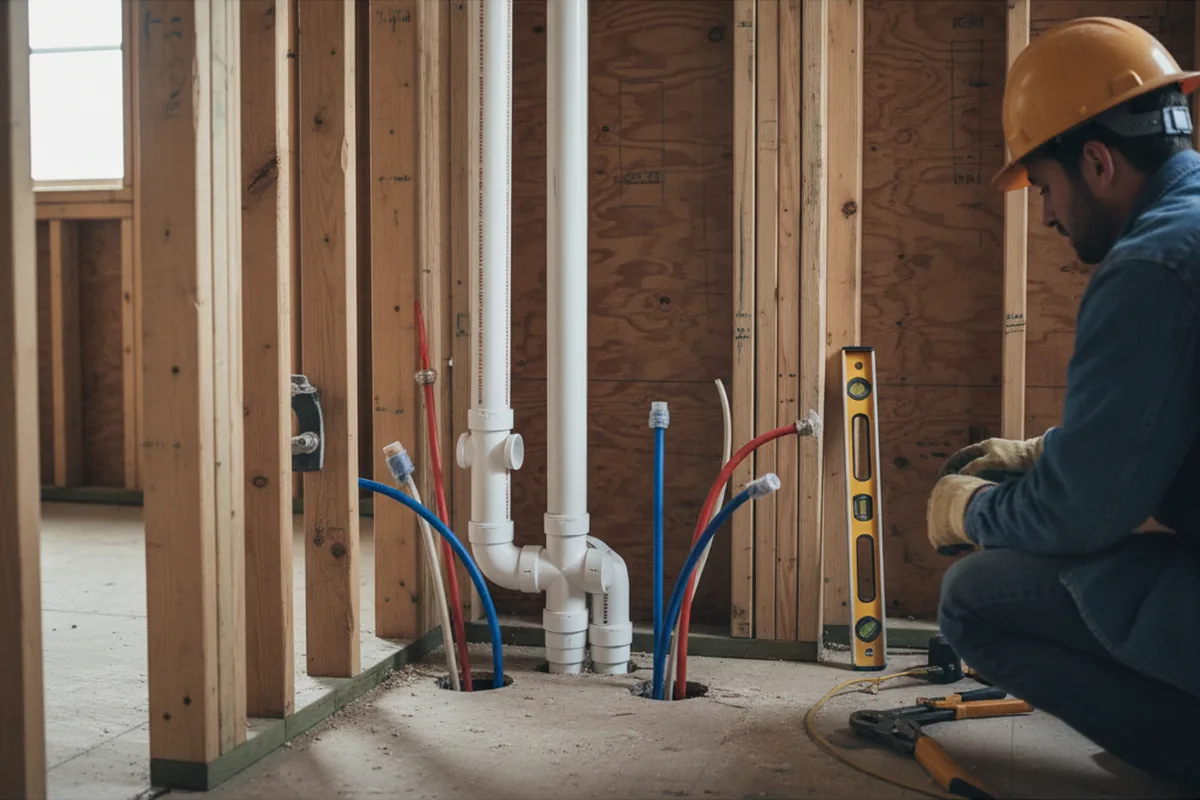 Drain and supply rough-in during Leak Detection in Anza